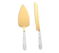 UKCOCO Jeu Spatule Couteau à Gâteau avec Manche Céramique Coupe-pizza et Fromage Acier Inoxydable Outil Service Anti-rouille pour Mariage et Fête