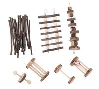 UKCOCO Jouets à Mâcher Naturels pour Hamsters Et Cochons D’Inde, Ensemble 7 Pcs en Bois, Accessoire Ludique pour Lapins Et Chinchillas, Stimule Le Jeu Et Soulage La Solitude des Petits Animaux