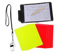UKCOCO Kit Arbitre Standard avec Cartes et Jaunes Sifflet INOX et Carnet de Score Portable Cuir pour et Volley