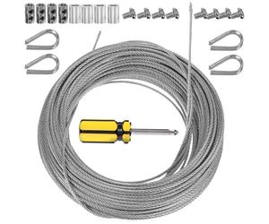 UKCOCO Kit Câble Métallique 20 M en Acier Inoxydable 304, Cosse à Coudre et Tendeur pour Rideaux, Guirlandes Lumineuses et Clôtures de Jardin Extérieur, Ensemble Multifonctionnel Solide