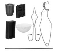 UKCOCO Kit Creusets en Graphite 7 Pièces pour Fusion Or, Argenté et Cuivre, Creuset Portatif Haute Résistance, Pot de Fusion Bijoux, Ensemble Adaptable pour Moulage et Raffinage