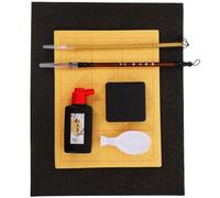 UKCOCO Kit de Calligraphie, Pinceau D'écriture pour Élève, Bois, Plastique, Tissu et Papier, Prêt à L'emploi, avec Pierre à Encre, Papier et Encre, pour Débutants et Pratique