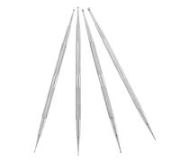 UKCOCO Kit de Manucure Argenté en Acier Inoxydable 4pcs Stylo à Ongles Double Embout pour Ajuster et Retirer Pierres Décoratives, pour French Tips et Peinture Nail Art