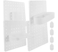 UKCOCO Kit de Rangement Mural 12 Pièces Blanc sans Perçage, Panneau Perforé Robuste Support Multifonction, Organiseur pour Bureau, Atelier et Maison, Étagère Adhésive pour Outils