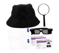 UKCOCO Kit Détective pour Jeu de Rôle Chapeau Loupe Lunettes et Accessoires Cosplay Agent Secret Costume Léger pour Fête à Thème Espionnage