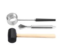 UKCOCO Kit d'Outils pour Ouvrir Noix Tropicale en Acier Inoxydable Perforateur Manuel et Maillet en Caoutchouc Ouvre-Fruits Multifonction à Coque Ouverture Rapide et Sûre Usage