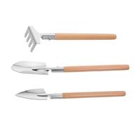 UKCOCO Kit Mini D’Outils de Jardinage à Main 3 Pièces pour Plantation en Pot, Manche en Bois, Ensemble Léger et Robuste pour Intérieur et Extérieur, Outil Jardinage Bonsaï et Plantes