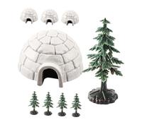 UKCOCO Kit Miniature Scène avec Igloo et Sapins Miniatures pour Garçon Fille Modèles Réalistes de Maison de Glace et Décors Polaires pour Jeux Éducatifs et Créatifs