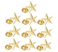 UKCOCO Lot de 10 Badges Étoiles à 5 Branches en Alliage Doré, Épingles Décoratives pour Vêtements et Chapeaux, Accessoires Jour du Souvenir et Occasions Spéciales