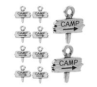 UKCOCO Lot de 10 Pendentifs Rétro en Alliage, Breloques de Voyage pour Bracelets et Porte-clés Camping-car, Motifs Panneau de Camp, Kit Création Bijoux pour Colliers et Boucles