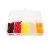 UKCOCO Lot de 100 Leurres Souples en Silicone de Ver de Pêche Assortiment 5 Couleurs Appâts Artificiels Réalistes pour Pêche en Eau Douce et Eau Salée Ensemble D'appâts Polyvalents