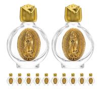 UKCOCO Lot de 12 Bouteilles en Verre pour Eau bénite, contenants gaufrés | Petit flacon en verre pour bénir l'eau, bénitiers catholiques pour la maison, cadeaux de mariage, décorations de baptême