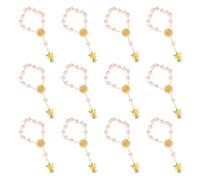 UKCOCO Lot de 12 Bracelets à Pendentif Ange Doré 8mm, Réglables, Confortables, en Corde Tressée Rose Clair, Bijoux de Poignet Polyvalents pour Baptême, Présent Amitié et Usage Quotidien