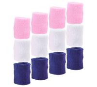 UKCOCO Lot de 12 Bracelets de Fitness en Éponge 100% Coton, Bandeaux Anti-Transpiration pour Poignet Garçon et Filles et Adolescents, Couleurs Blanc, Rose et Bleu Marine, Support