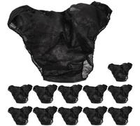 UKCOCO Lot de 12 Culottes Jetables Noires Épaisses, Slips Triangulaires Unisexes en Tissu Non Tissé, Doux Peau, Respirants et Élastiques, pour Sauna, Spa