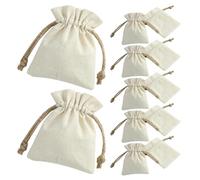 UKCOCO Lot de 12 Paquet Présents 9X12 CM en Coton et Lin Naturel Cordon de Serrage, Pochettes de Rangement Pratiques pour Bijoux, Monnaie et Petits Objets, Réutilisables pour Mariage et
