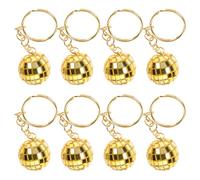 UKCOCO Lot de 12 set de Porte-Clés Boule Disco Miroir 23 CM Dorés Breloques Rétro Années 70 Décorations Soirée Disco et Présents Fête Vintage