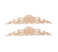 UKCOCO Lot de 2 Appliques Décoratives en Bois Sculpté Non Peint 40 X 8 Cm, Incrustations en Bois pour Meubles, Ornements Sculptés pour Portes et Armoires, Décoration Intérieure