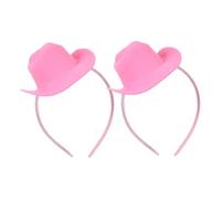 UKCOCO Lot de 2 Bandeaux Chapeau de Cowgirl Rose Lumineux, Taille Unique, Serrage-tête Western pour Femmes et Filles, Accessoires de Fête et Anniversaire Thème Cowboy, Mini Chapeaux