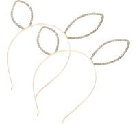 UKCOCO Lot de 2 Bandeaux Lapin Métalliques Dorés Strass, Serrage-têtes Légers et Confortables pour Femmes, Accessoires Coiffure et Fête, Décorations Cosplay et Costume D’halloween
