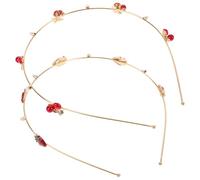 UKCOCO Lot de 2 Bandeaux pour Cheveux Fraise et Cerise en Alliage Doré, Accessoires Robustes et Élégants pour Coiffures de Mariage ou Réunions de Famille