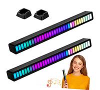 UKCOCO Lot De 2 Barres Lumineuses à Led Rgb Microphone Intégré 32 Leds 5v Rechargeable, Éclairage D’ambiance Rythmique Musicale Pour Chambre, Fête Et Jeux, Contrôle Vocal Via Application Smartphone