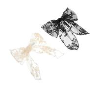 UKCOCO Lot de 2 Barrettes à Cheveux en Dentelle Noir et Blanc, Grand Nœud Élégant, Pinces pour Femmes et Filles, Accessoire Coiffure Polyvalent pour Bureau et Sorties, Maintien des