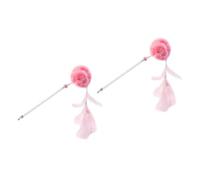 UKCOCO Lot de 2 Bâtons à Plume Pompon en Peluche pour Chatons, Jouets Interactifs en PVC, pour Attirer L'attention des Chats la Maison
