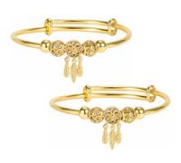 UKCOCO Lot de 2 Bracelets Attrape-Rêves en Métal Doré Bracelets Joncs pour Femmes Décoration de Poignet Légers et Ajustables Accessoires Mode pour Occasions Décontractées et