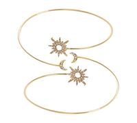 UKCOCO Lot de 2 Bracelets Manchettes pour Femmes en Alliage Doré, Motifs Soleil et Lune, Ajustables, Bijoux de Bras Bohème pour Fêtes, Voyages et Usage Quotidien, Taille Unique