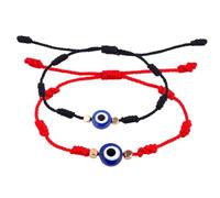 UKCOCO Lot De 2 Bracelets Tressés Le Mauvais Œil, Réglables En Fil Rouge Et Noir, Unisexes, Pour Couple Et Usage Quotidien, Style Artisanal Ajustable, Symbole Amulette