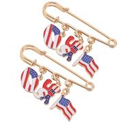 UKCOCO Lot de 2 Broches Drapeau Américain 4 Juillet Épingles Patriotique Légères et Solide pour Célébration, Accessoires pour Costumes, Paquet à Dos et Événements Politiques