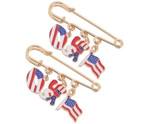 UKCOCO Lot de 2 Broches Drapeau Américain 4 Juillet Épingles Patriotique Légères et Solide pour Célébration, Accessoires pour Costumes, Paquet à Dos et Événements Politiques