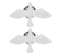 UKCOCO Lot de 2 Broches Oiseau Blanc en Métal Solide, Épingle à Symbole Chrétien pour Communion et Baptême, Accessoire Religieux Féminin Élégant pour Cérémonie Spirituelle