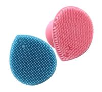 UKCOCO Lot de 2 Brosses de Massage Manuelles en Silicone Doux pour Visage et Cuir Chevelu Bébé, Forme Cœur, 2 Couleurs Pastel, Nettoyage en Profondeur des Pores et Massage du Cuir