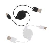 UKCOCO Lot de 2 Câbles de Données USB Type-c Rétractables 80cm pour Téléphones, Noir et Blanc, Câbles Flexibles et Charge Rapide, Accessoires Électroniques Mobiles Polyvalents