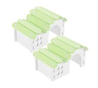 UKCOCO Lot de 2 Cachettes Colorées pour Hamsters et Cochons d'Inde, Maisonnette en PVC Stable Verte, Refuge Ludique pour Petits Animaux, Habitat Décoratif pour Cages Petits Animaux,