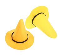 UKCOCO Lot de 2 Chapeaux de Sorcier en Feutre Épais Jaune Grand Format Accessoires Cosplay et Déguisement Sorcière Adulte pour Halloween et Oktoberfest