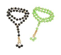 UKCOCO Lot de 2 Chapelets Musulmans en Verre à 33 Perles Noir et Vert Chapelet de Prière Islamique pour Ramadan et Usage Spirituel Perles Lisses et Robustes pour Prière à la Maison