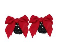 UKCOCO Lot De 2 Chignons Nœud Pour Femme Rouge, Filet à Chignon Élastique, Pince Résistante, Accessoires Cheveux Professionnels Pour Infirmières, Serveuses, Employées, Usage Quotidien Et Formel