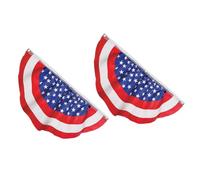 UKCOCO Lot de 2 Drapeaux Décoratifs en Polyester 45x90 Cm, Fanion D'éventail pour Fête de L'indépendance, Bannière de Jardin Résistante aux Intempéries, Décoration Extérieure