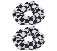 UKCOCO Lot de 2 Élastiques à Cheveux pour Femmes et Filles Motif Échiquier Noir et Blanc en Mousseline Douce Souples et Anti-Casse Adaptés pour Usage Quotidien et Coiffures