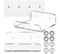 UKCOCO Lot de 2 Étagères Murales en Acrylique Transparent U Format Compact 10 X 10 CM Support Mural Flottant sans Perçage Organisateur Polyvalent pour Salle de Bain la Cuisine et