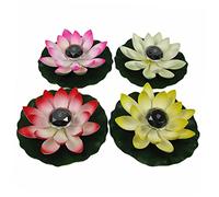 UKCOCO Lot de 2 Lampes Solaires LED Décoratives Lotus Étanches, Lumière Décorative de Piscine Flottante, Énergie Solaire Écologique pour Jardin et Bassin Extérieur, Couleur Aléatoire