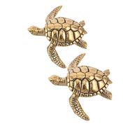 UKCOCO Lot de 2 Mini Tortues en Laiton Vintage, Décoration de Jardin Extérieure pour Bain d'oiseaux, Plateau Décoratif Multifonction pour Bol de Jardin, Accessoire pour Observation
