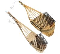 UKCOCO Lot De 2 Paniers Suspendus Tressés en Bambou Naturel pour Orchidées, Jardinières Aériennes Décoratives, Supports Polyvalents pour Plantes D’intérieur Et Extérieur, Usage Maison Et Jardin