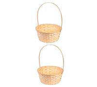 UKCOCO Lot de 2 Paniers Tressés en Bambou Anses Paniers à Fleurs Décoratifs Créatifs Rustiques pour Mariage Réception et Décoration Intérieure Naturels et Légers Taille Moyenne