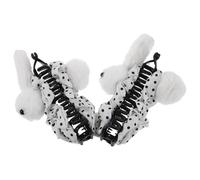 UKCOCO Lot de 2 Pinces à Cheveux en Peluche Blanche Oreilles de Lapin, Maintien Fort et Style Mignon pour Femmes et Filles, Accessoires Pratiques pour Coiffure de Pâques