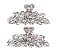 UKCOCO Lot De 2 Pinces à Cheveux En Strass Rétro Fleur, Taille Moyenne, Maintien Doux, Femmes Et Filles, Usage Quotidien Et Fêtes, Accessoires Mode Élégants