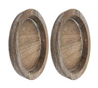UKCOCO Lot de 2 Plateaux Ronds en Bois Massif Petit Format Plateau pour Bougie Pilier et Apéritifs Plateau Décoratif Polyvalent Cuisine et Centre de Table Rustique Finition Lisse
